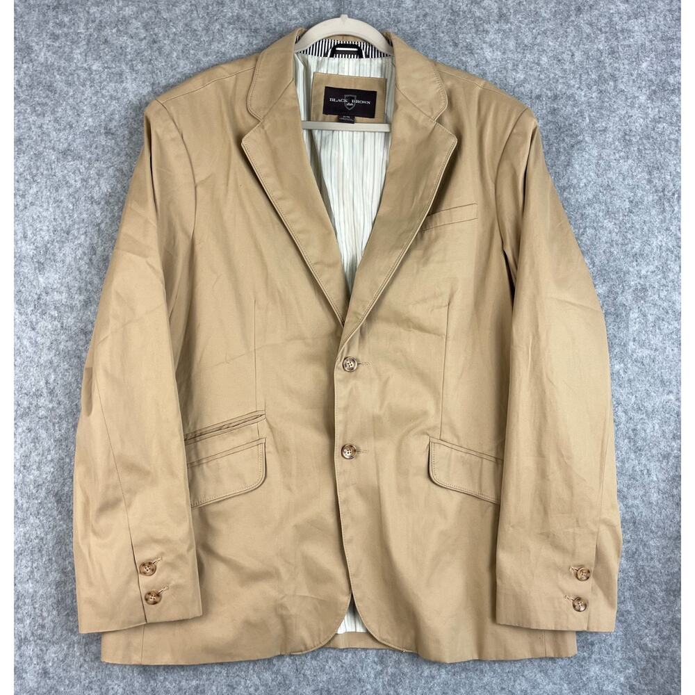 Black Brown 1826 Blazer Sport‎ Coat Mens XL Beige 2 Button Cotton Washable